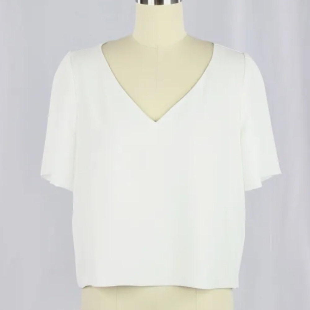 Babaton Randy White Cropped Blouse - Medium